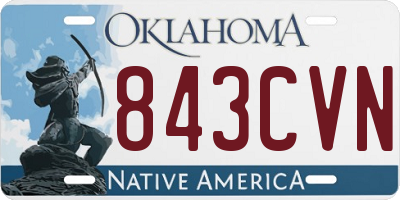 OK license plate 843CVN
