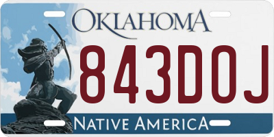 OK license plate 843DOJ