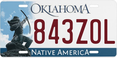 OK license plate 843ZOL