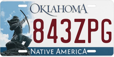 OK license plate 843ZPG