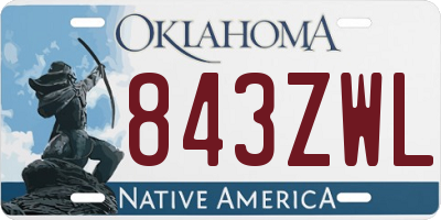 OK license plate 843ZWL