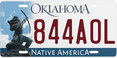 OK license plate 844AOL