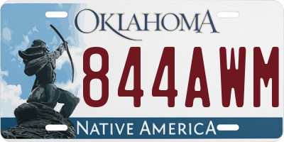 OK license plate 844AWM