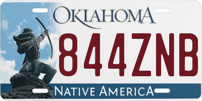 OK license plate 844ZNB