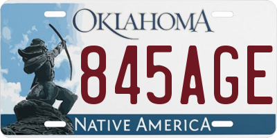 OK license plate 845AGE