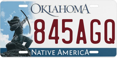 OK license plate 845AGQ