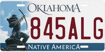 OK license plate 845ALG