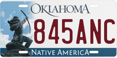 OK license plate 845ANC