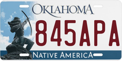 OK license plate 845APA