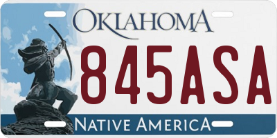 OK license plate 845ASA