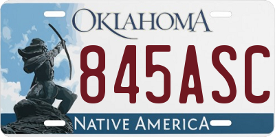 OK license plate 845ASC