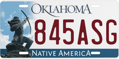 OK license plate 845ASG