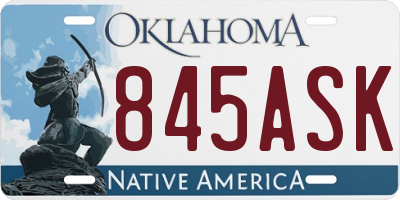 OK license plate 845ASK