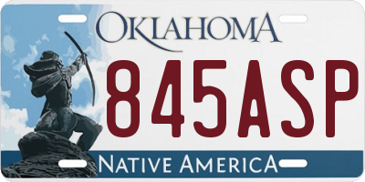OK license plate 845ASP