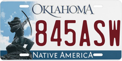OK license plate 845ASW
