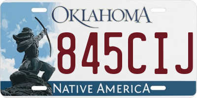 OK license plate 845CIJ