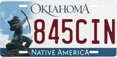 OK license plate 845CIN