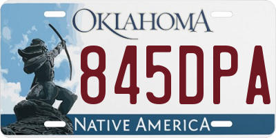 OK license plate 845DPA