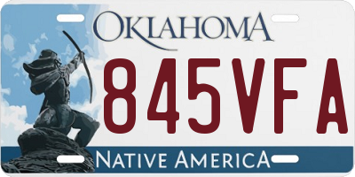 OK license plate 845VFA