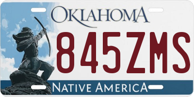 OK license plate 845ZMS