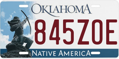 OK license plate 845ZOE