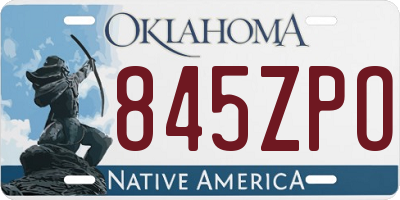 OK license plate 845ZPO