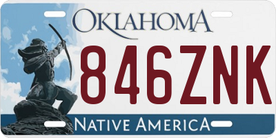 OK license plate 846ZNK