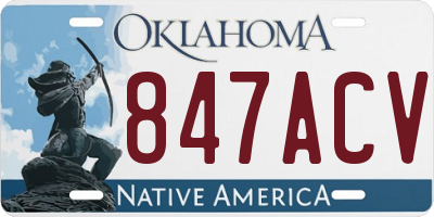 OK license plate 847ACV