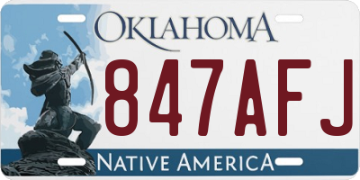 OK license plate 847AFJ
