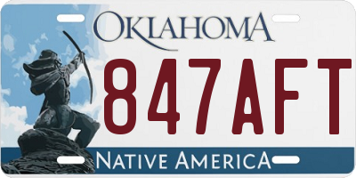 OK license plate 847AFT