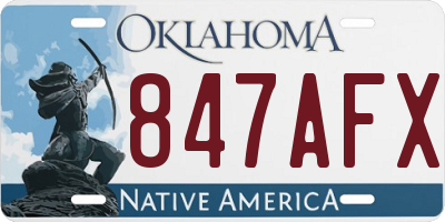 OK license plate 847AFX