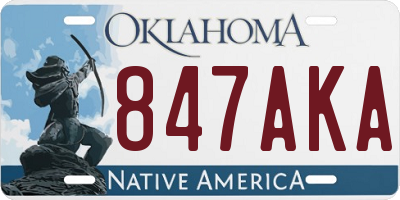 OK license plate 847AKA
