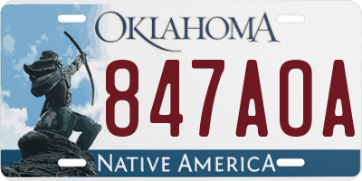 OK license plate 847AOA