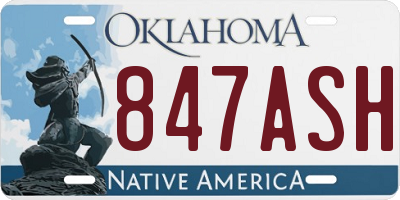 OK license plate 847ASH