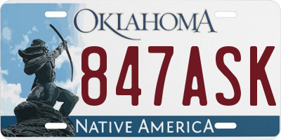 OK license plate 847ASK