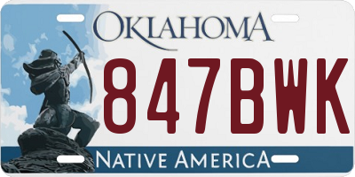 OK license plate 847BWK