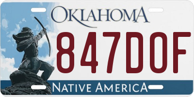 OK license plate 847DOF