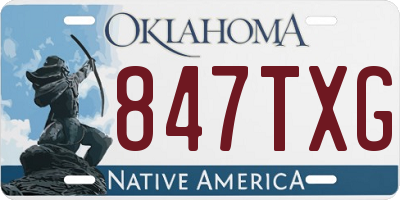 OK license plate 847TXG
