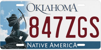 OK license plate 847ZGS