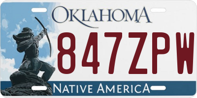 OK license plate 847ZPW
