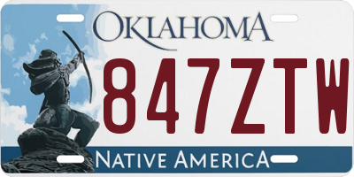 OK license plate 847ZTW