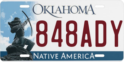 OK license plate 848ADY