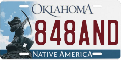 OK license plate 848AND