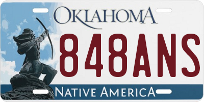 OK license plate 848ANS
