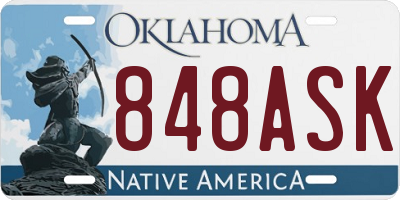 OK license plate 848ASK
