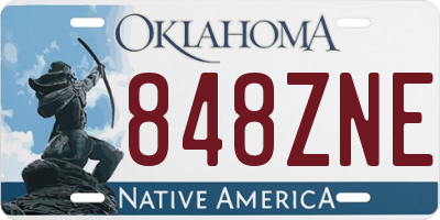 OK license plate 848ZNE