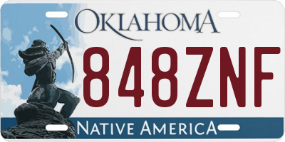 OK license plate 848ZNF