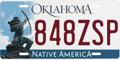 OK license plate 848ZSP