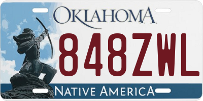 OK license plate 848ZWL