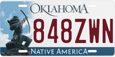 OK license plate 848ZWN